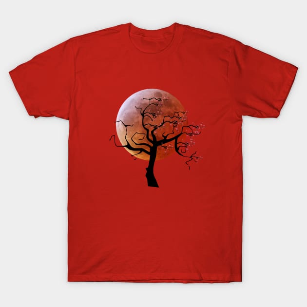 Harvest Moon and Cherry Blossom T-Shirt by Primigenia